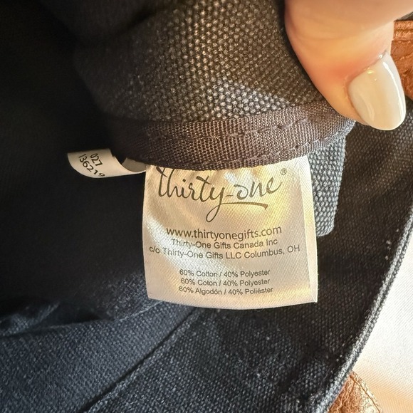 Thirty One Window Shopper Top Handle Tote - Vintage Slate Embroidered Flower - Picture 7 of 11